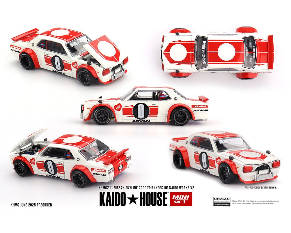 (Pre-order) Kaido House x Mini GT 1:64 Nissan Skyline 2000GT-R (KPGC10) Kaido Works V2 – White