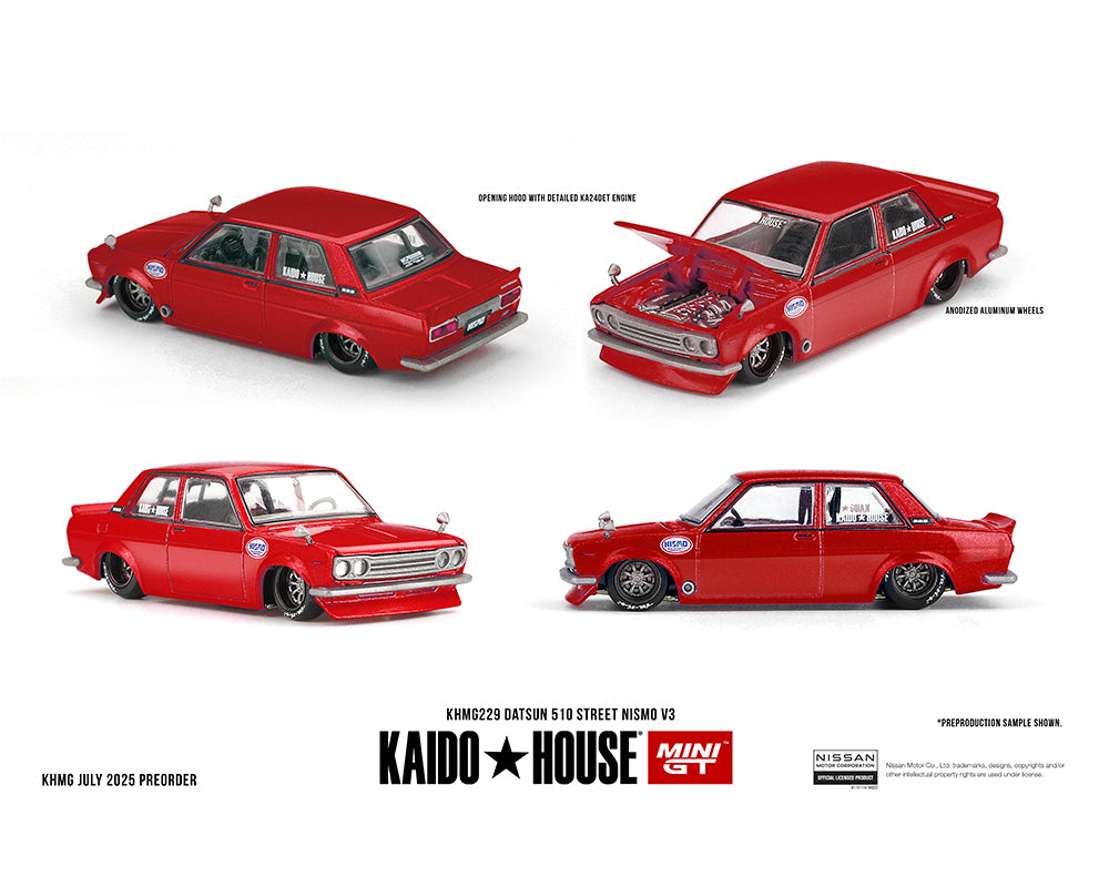 (Pre-order) Kaido House x Mini GT 1:64 Datsun 510 Street Nismo V3 – Red