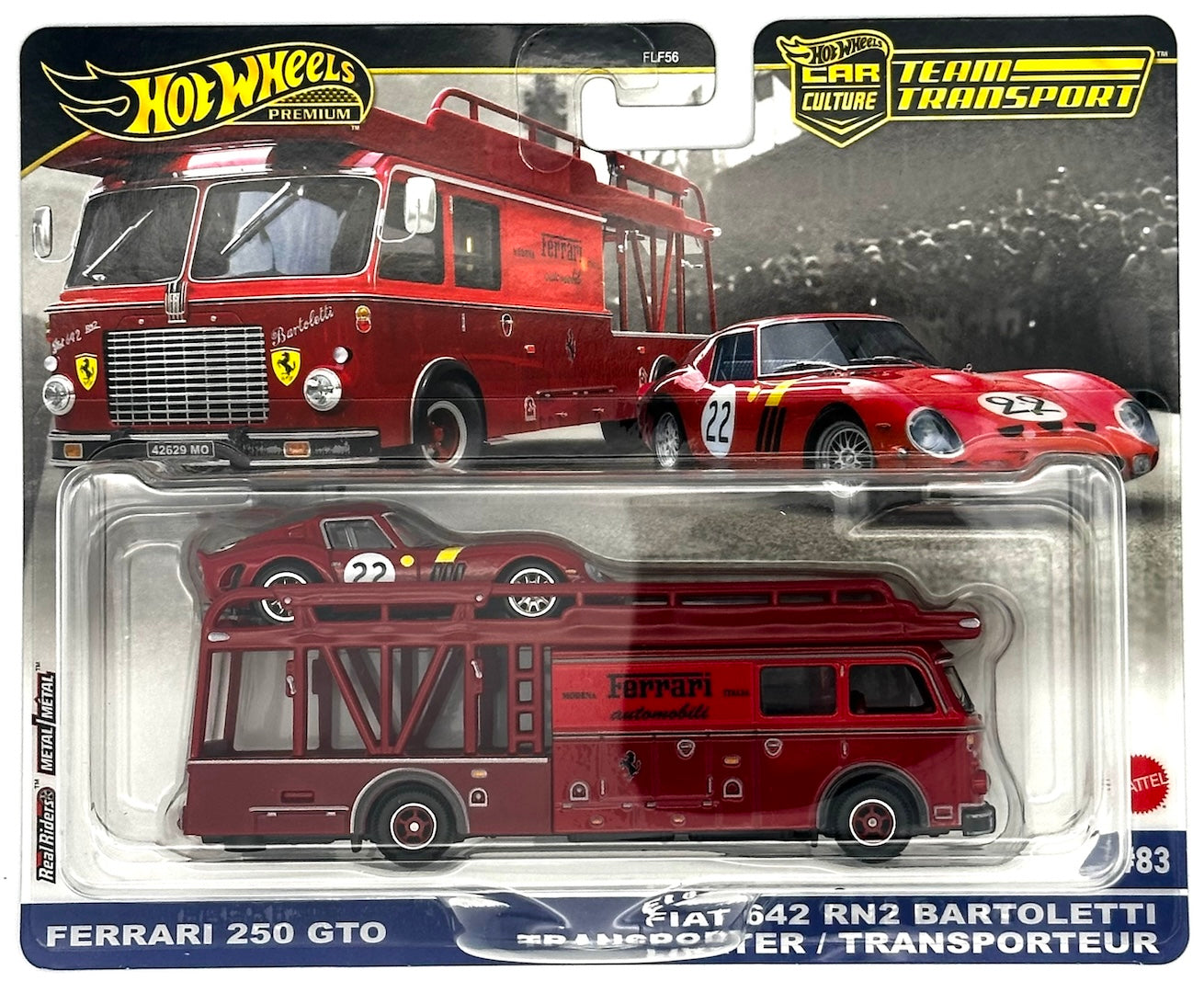 Hot Wheels 1:64 Car Culture Team Transport Ferrari 250 GTO and Fiat 642 RN2 Bartoletti Transport