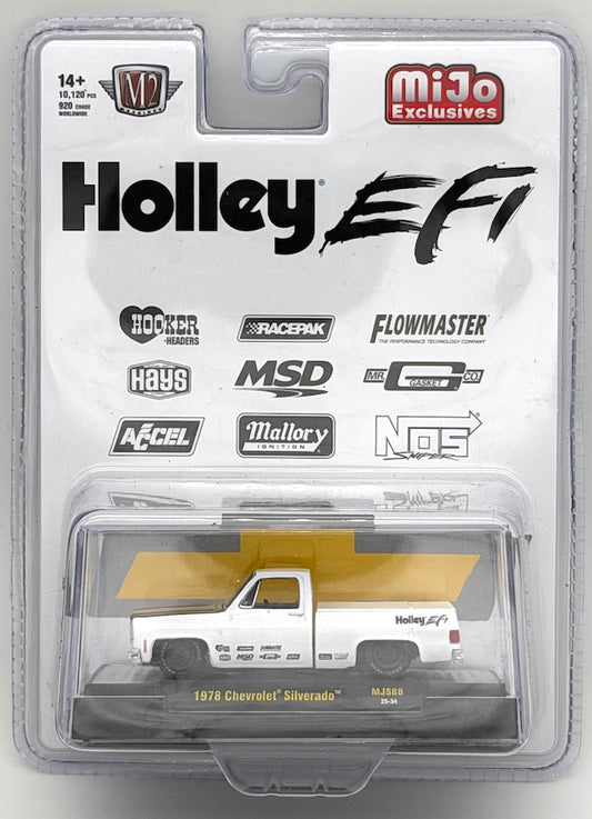 M2 Machines 1:64 1978 Chevrolet Silverado Holley Custom – White – MiJo Exclusives Limited Edition