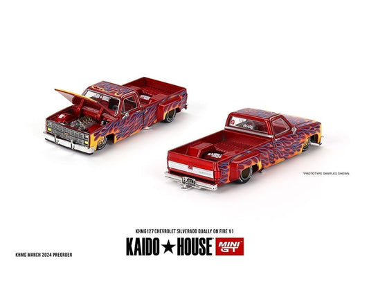 Kaido House x Mini GT 1:64 Chevrolet Silverado Dually on Fire V1 #127