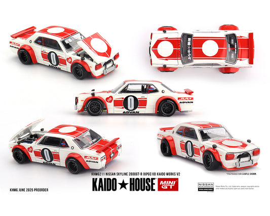 (Pre-order) Kaido House x Mini GT 1:64 Nissan Skyline 2000GT-R (KPGC10) Kaido Works V2 – White