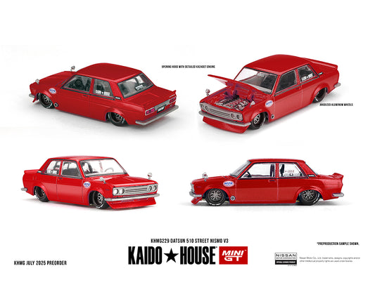 (Pre-order) Kaido House x Mini GT 1:64 Datsun 510 Street Nismo V3 – Red